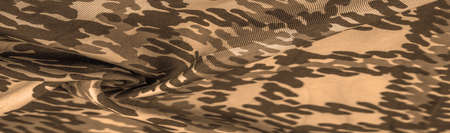 sandy sepia yellow silk fabric, abstraction, copyright print, military camouflage fleece fabric, your designs will allow you to be military,の写真素材