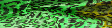 silk fabric green yellow with leopard print. Lightweight leopard print silk is perfect for your...