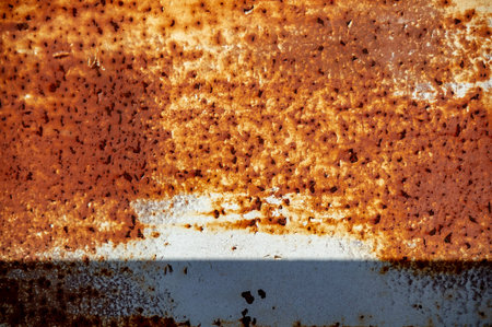 Rust on metal. Texture, background, pattern. When iron comes into contact with water and oxygen, it...