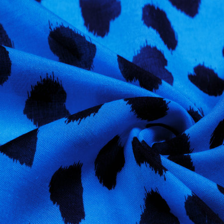 silk fabric, blue print of black hearts, texture background, pattern, postcard,の写真素材