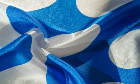 silk fabric, blue and white ovals, texture background, pattern, postcard,の写真素材