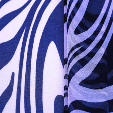silk fabric, blue and white abstract lines. The magical shape of an abstract blue and white pattern. Retro modern decor, textile art, design, texture, background, patternの写真素材