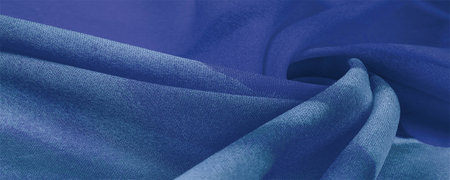 silk fabric, women's colored scarf with blue and white flowers. The gorgeous design is based on...