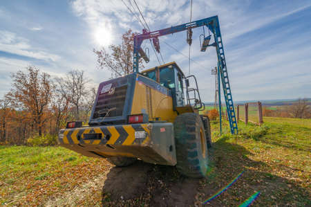 22019-10-07 Russia, Republic of Tatarstan. Autumn landscape photography, the European part of the Earth. Ski base is being repaired in autumnのeditorial素材