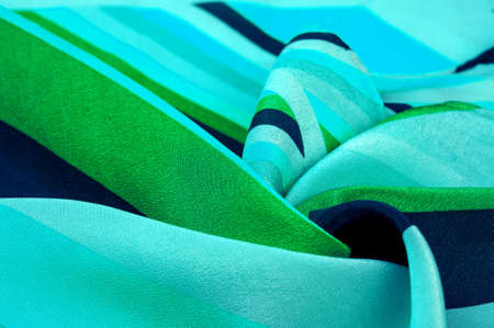 silk fabric, blue striped fabric and azure green and white lines, exquisite design. Texture, pattern, background, collectionの写真素材