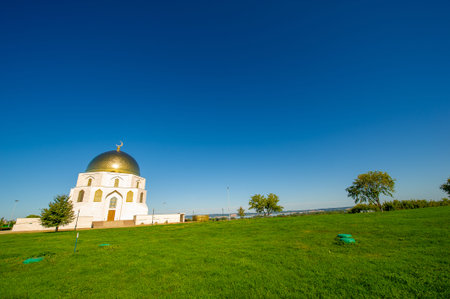 Volga embankment in Bulgar - Memorial sign in honor of the adoption of Islam by the Volga Bulgars