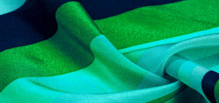 silk fabric, blue striped fabric and azure green and white lines, exquisite design. Texture, pattern, background, collectionの写真素材