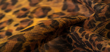 silk fabric, leopard skin, brown-yellow black tones, hot African safari for your projects, texture...