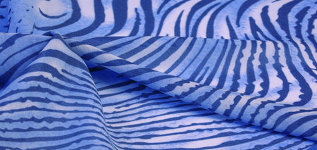 silk fabric with blue white stripes, zebra skin in African style. For the designer, the sketch of...