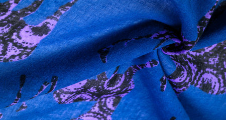 Blue cotton fabric with deer silhouette print, Modern decor, Textile art, Design, modern futuristic...