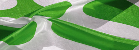 Silk fabric, green and white ovals, abstract illustration. texture background, pattern, postcardの写真素材