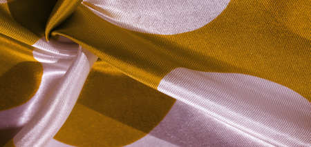 Silk fabric, yellow and white ovals, abstract illustration. texture background, pattern, postcardの写真素材