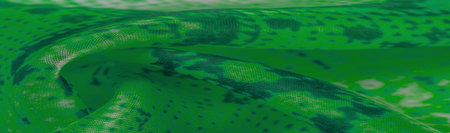 green fabric with snakeskin pattern, background texture of bright green fabric close up. background,...