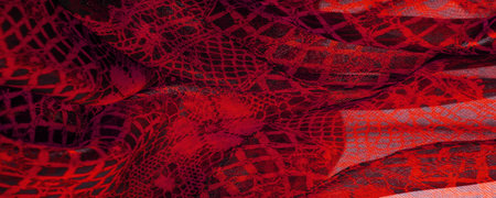 red lace fabric, combination of red with black fabric. blue, ruby, texture, background, pattern.