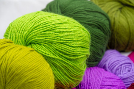 Sewing products. Rolls of wool yarn. multicolor yarn collection