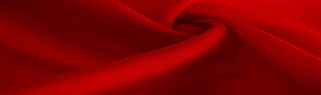 red silk fabric, beautiful smooth elegant, wavy, ruby satin silk luxury fabric, abstract design. background texture, patternの写真素材