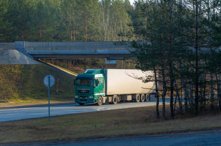 Freight road transportation. from standard services such as LTL (partial load), PTL (partial) or FTL (full truck load) to temperature controlled transport with high security Russia Chelny 05 11 2020のeditorial素材