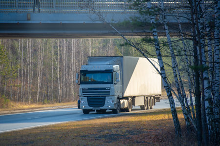 Freight road transportation. from standard services such as LTL (partial load), PTL (partial) or FTL (full truck load) to temperature controlled transport with high security Russia Chelny 05 11 2020のeditorial素材