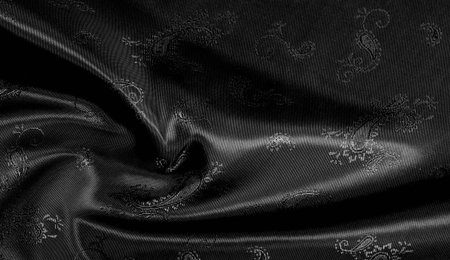 Black silk chiffon with paisley print. This is a beautiful floral design for your creativity....