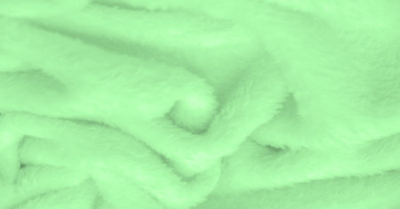 Velvet. Plush. Pale Green. (from the French peluche) - textiles with a short pile or nap, the same as fustian or velvet. Green animal fur texture background, plush furry fur close-up texture.の写真素材