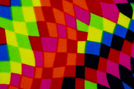 swimwear fabric. Beautiful design. rhombs, squares in abstract order, red-yellow and azure blueの写真素材