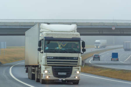 Freight road transportation. from standard services such as LTL (partial load), PTL (partial) or FTL (full truck load) to temperature controlled transport with high security Russia Chelny 05 11 2020のeditorial素材