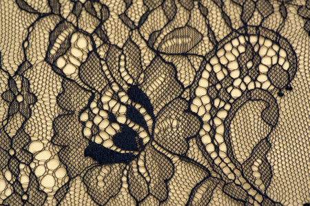 Black lace fabric. Vintage floral background. dark black vintage old floral lace