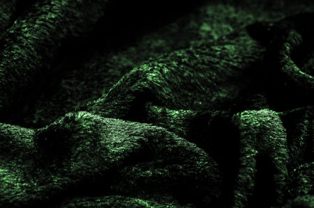 Velvet. Plush. Deep euirid green. fabric with an even pile, longer and less dense than velvet. Expensive or spectacularly luxurious. luxuriously furnished, rich, dearの写真素材