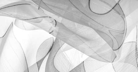 black and white, monochromatic geometric colors, similar to a veil made of thin viscose silk. organza pattern. thin knitted fabric - light transparent,の写真素材