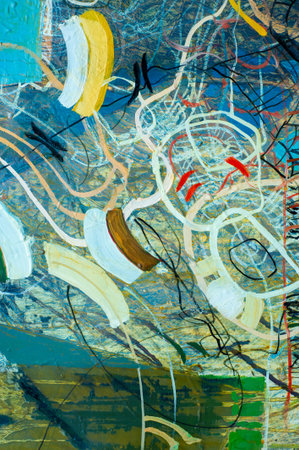 Abstraction. Hand drawn oil painting. Abstract art background. Oil painting on canvas. Colored...