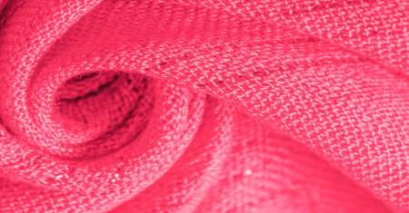 Fabric red raspberries, white strip of silver stripes, designer fabric. Texture, patternの写真素材