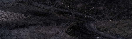 Charcoal black silk fabric with sequins and yarns over the surface of the fabric. This ombre tulle in black with abstract embroidery, embellished with sequins and yarns from a European designerの写真素材