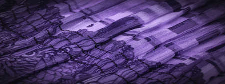 Dark lilac blue silk fabric, floral pattern. Wavy corrugation. Fine wave on the surface of the fabric. Background texture, decorative ornament,の写真素材