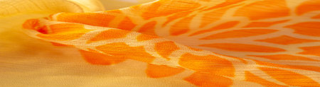 orange red yellow floral, A foulard is a lightweight fabric, either twill or plain-woven, made of...