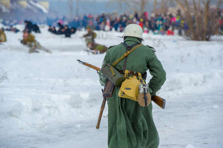 The Second World War, landscape reconstruction of military operations of the Great Patriotic War with fascist invaders, Naberezhnye Chelny Tatarstan Russia 16, 02, 2020のeditorial素材