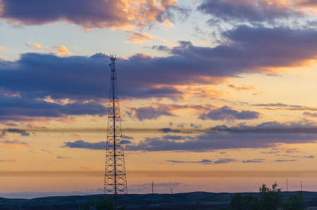 railway, railroad, rail, elevated. steppe.- is a means of transportation and passengers of trucks moving on rails that are located on the rails of the Great Plains. Kazakhstan The steppe is great.の写真素材
