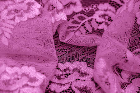 Pink lace. Unique design Handmade black and white stretch lace. Accessories. Elegant, calm, naive fabric. Jacquard. High quality customized handmade accessories. Lingerie fabricsの写真素材