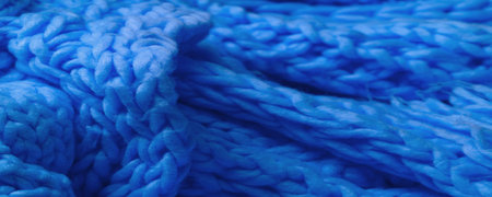 Blue knitted wool scarf. Large chunky knit. Gorgeous Handmade Wool Winter Wool Scarf - Deep Sapphire...