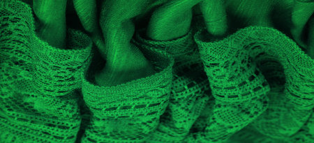 Green knitted lace triangular scarf, shawl, autumn winter scarf, hood, wedding accessories Project...