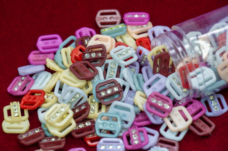 Elastic braid and elastic bands, accessories for sewing lingerie. Text, background, patternの写真素材