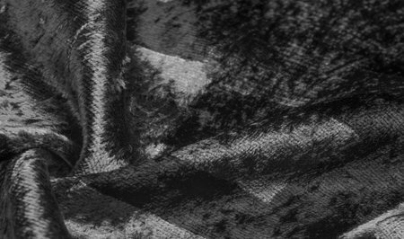 black and white velvet fabric, dense fabric of silk, cotton or nylon with a thick short pile on one...