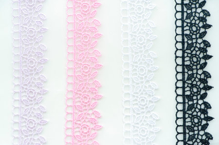 Lace ribbons. Organza ribbon with an elegant cut, beautiful woven lace, decorated with flowers,...