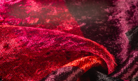 red yellow brown velvet fabric, dense fabric of silk, cotton or nylon with a thick short pile on one side. Texture, background, designの写真素材