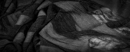 silk fabric in black and white, Soft-touch material is available in a rainbow of colors to blend with the latest developments of you. light transparentの写真素材