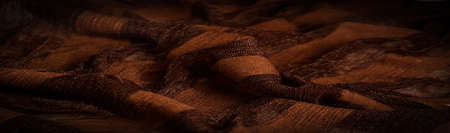 silk fabric in brown, Soft-touch material is available in a rainbow of colors to blend with the latest. light transparentの写真素材