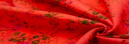 ruby red cotton fabric with floral print. Buy floral prints from independent artists and iconic brands. Texture, background, pattern,の写真素材