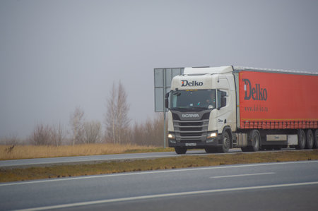 Freight road transportation. Standard road networks were adopted by the Romans, Persians, Aztecs, and other early empires and can be considered a feature of the empires. Russia Chelny 05 11 2020のeditorial素材