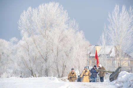 The Second World War, landscape reconstruction of military operations of the Great Patriotic War with fascist invaders, Naberezhnye Chelny Tatarstan Russia 16, 02, 2020のeditorial素材
