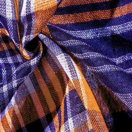 Texture, background, pattern, silk fabric, Scottish tartan. The colors of the fabric are dark blue,...