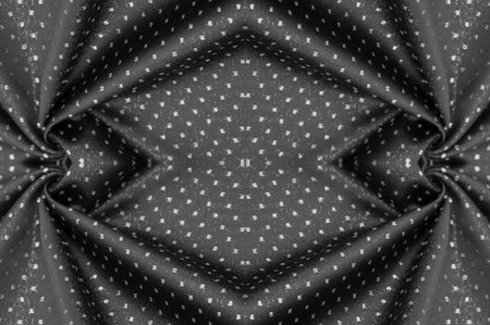 Texture, background, pattern, silk fabric, black and white polka dots on a gray backgroundの写真素材